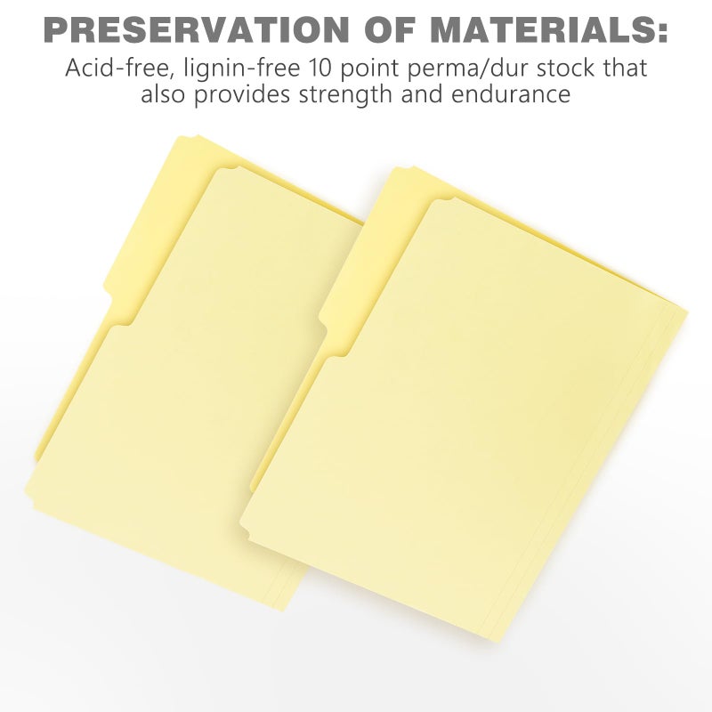 Lineco Archival Letter Size File Folders. Organize Important Documents, Prints, Photos. 9.5" x 11.75" with 1/2-Cut Tab, Acid-Free, Lignin-Free Light Tan 10 Pt. Perma/Dur Folder Stock. Pack of 25 - Image 5